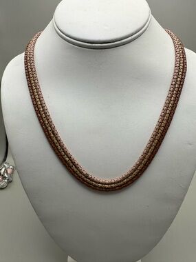 Women's Brown Braided Necklace - Classic Woven Chain. 87